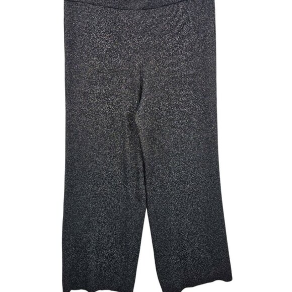 Vila Milano Womens Plus Size 1X Black Silver Metallic Wide Leg Sweater Pants NWT - Picture 2 of 11